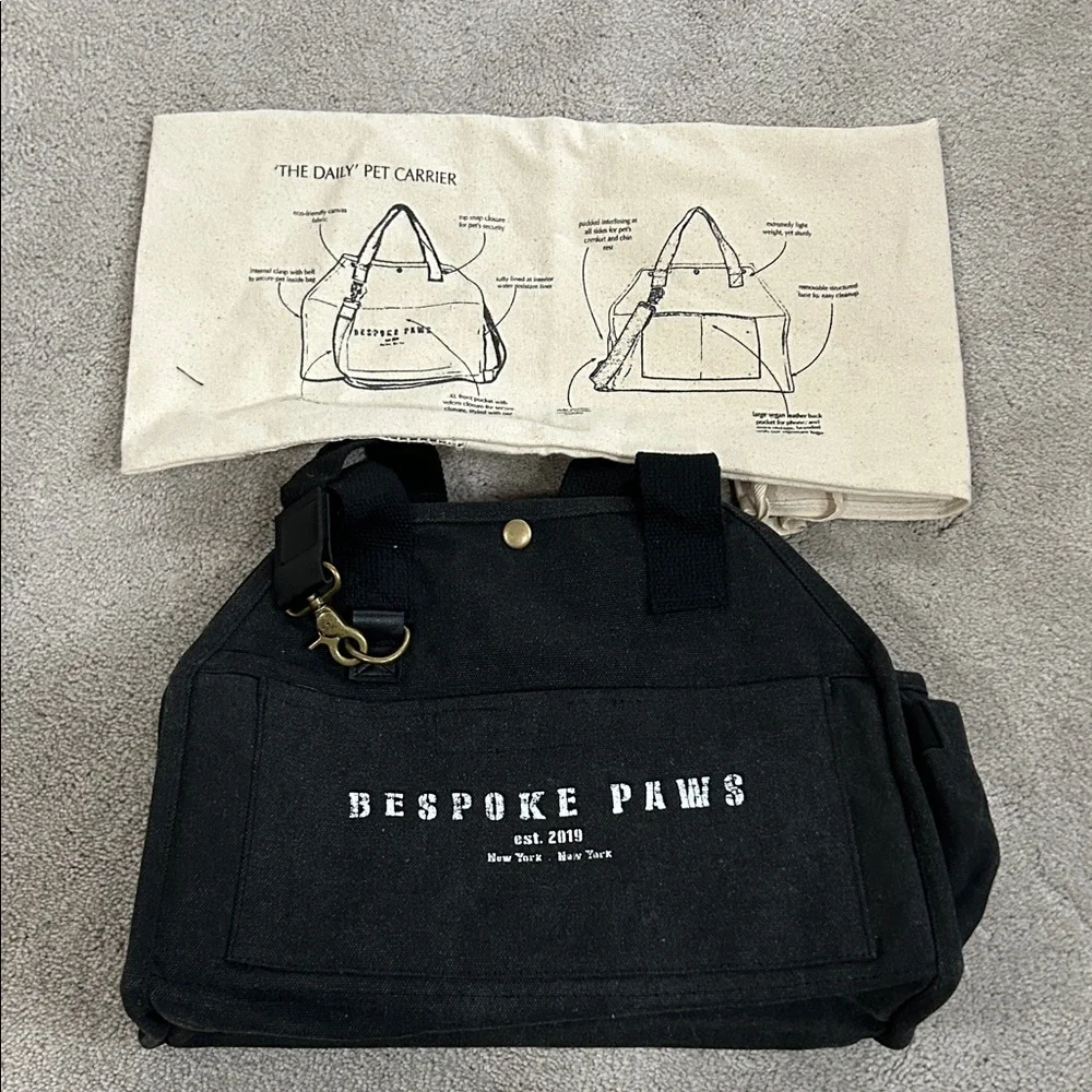 Bespoke Paws Black canvas small Pet Carrier